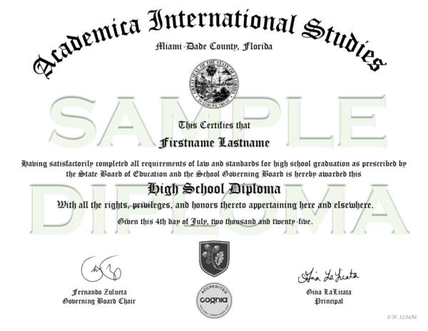 US High School Diploma américain